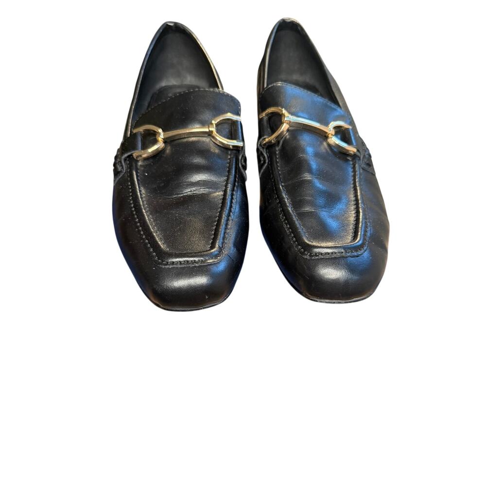 Steve Madden Hartlyn Black Leather Horsebit Loafers | Size 8.5 M | Gold Bit - Picture 3 of 7